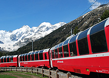 Bernina Express with Mountains