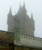 Black Forest Castle Hohenzollern in fog photo photo