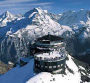 Swiss Schilthorn mountaintop revolving restaurant photo