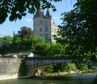Durbuy Chateau d'Ursel Ourthe River Bridge photo