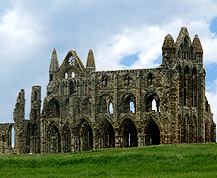 Gothic Ruins of Whitbey Abbey on North Yorkshire Atlantic Coast
