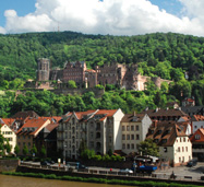 Heidelberg Castle over Altstadt and Neckar River photo