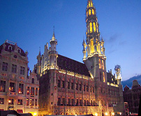 Brussels Grand Place Town Hall Night photo