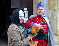 Captain of the Guard and Old Womand with Rooster photo
