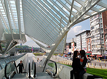 Liege Guillemins escalators and hotel street photo