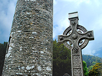 Celtic Cross Glendalough Tower photo