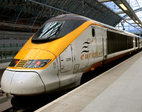 Eurostar Breaks Trains at Platform photo