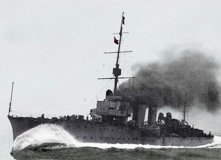 HMS Caroline Cruiser at Sea in WWI