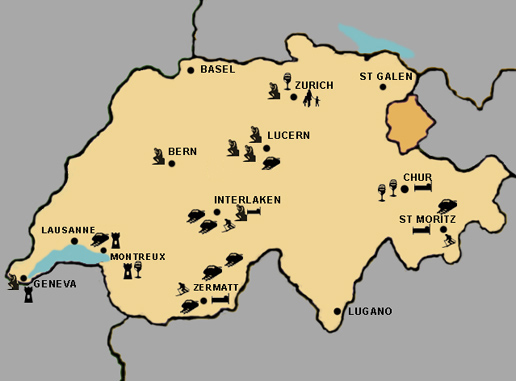 Switzerland Clickable Travel Map image