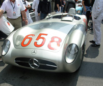 Vintage Mercedes race car at Mille Miglia 