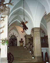 Neo gothic hall at haunted Rhine Castle Reichenstein photo