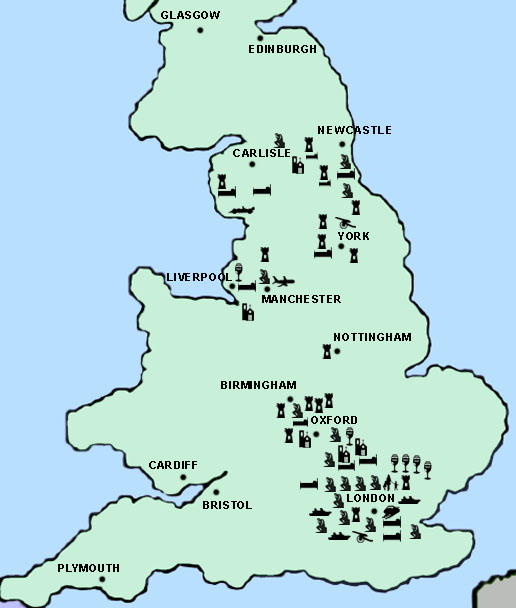 England Clickable Travel Map Image